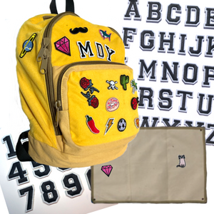 Premier starter kit: Backpack + alphabet extra + numbers + 20 design patches + patch holder